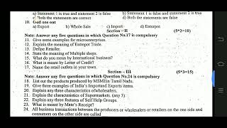 11th commerce second midterm exam original question paper 2024 [upl. by Ramma836]