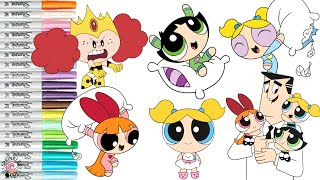 Powerpuff Girls Coloring Book Compilation Blossom Bubbles Buttercup Professor Princess Morbucks [upl. by Esinej]