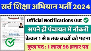 ग्राम पंचायत भर्ती 2024 apply online form  सर्व शिक्षा अभियान भर्ती 2024  Govt Job 2024 Anganwadi [upl. by Mrots168]