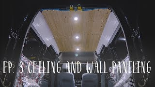 Woodbrew Van Conversion Series  EP 3 Ceiling and Wall Panel Installation [upl. by Aitnom]