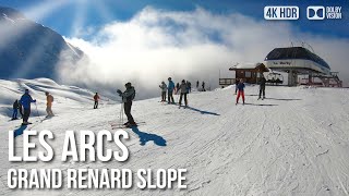 Les Arcs Ski Resort Grand Renard Slope  🇫🇷 France 4K HDR Ski Tour [upl. by Yllac636]