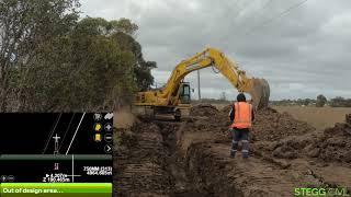 Excavator Topcon GPS Pipeline digging [upl. by Ashbaugh588]