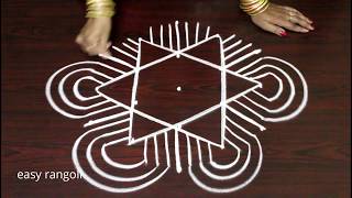 new padi kolam designs with 5 dots  geetala muggulu  margazhi kolam easy amp simple rangoli [upl. by Innos]