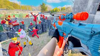 Nerf War  Amusement Park Battle 61 Nerf First Person Shooter [upl. by Daley]