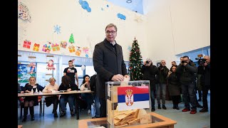 Serbians President Aleksandar Vucic vote in snap election  Reuters [upl. by Hulburt452]