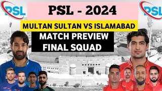 PSl 2024  Multan Sultan Vs Islamabad United l Both Team Final Squad l Multan Sultan Squad 2024 l [upl. by Lorette]