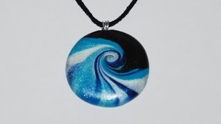 Swirled Polymer Clay Pendant  Ocean Wave [upl. by Brigit]