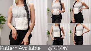 How to Crochet a Hooded Vest with Pocket  Pattern amp Tutorial DIY [upl. by Firmin284]