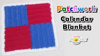 Crochet 4 Patch Pattern 12quot  Patchwork Square Calendar Blanket  April [upl. by Okimuy]