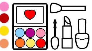 How To Draw A Cute Makeup Set  Easy Makeup Drawing For Kids And Toddlers  Learn Colours [upl. by Lyrrehs]