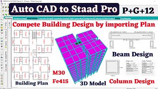 Complete building design by Staad pro software  Importing floor plan from Auto Cad to Staad Pro [upl. by Whyte]