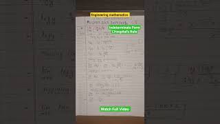 Indeterminate FormLHospitalruleengineering mathematics [upl. by Sivartal]