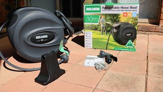 Holman  30m Retractable Hose Reel—Charcoal  Unboxing  Installation  Review [upl. by Grissom]