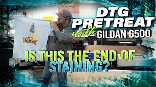 DTG pretreatment and printing with Gildan 5000 no more stains or discoloring [upl. by Annawd]