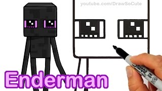 How to Draw Minecraft Enderman Cute step by step Easy [upl. by Nyvar]