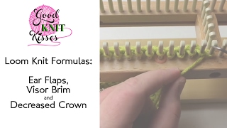 Formulas Ear flaps Visor Brims amp Decreased crowns on knitting loom [upl. by Arraek471]