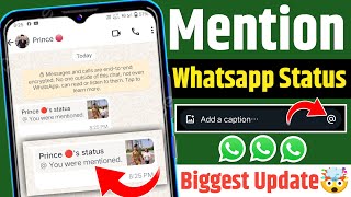 Whatsapp Status Mention feature  New Update to tag on Whatsapp [upl. by Bokaj]