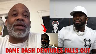 Dame Dash Upper Denture Fall Out After Calling Out 50 Cent On Live [upl. by Frechette]