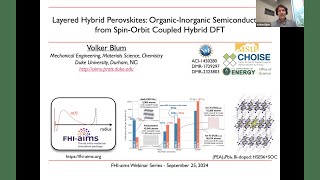 FHIaims Webinar Efficient dispersioncorrected hybrid DFT with FHIaims Talk 1 by Dr Volker Blum [upl. by Pack]