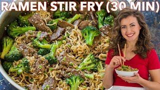 Easy BEEF and BROCCOLI RAMEN STIR FRY Recipe [upl. by Rachaba]