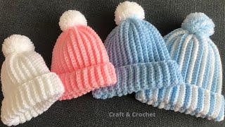 Easy amp fast crochet baby hatcrochet beaniecrochet for beginners [upl. by Noslien217]