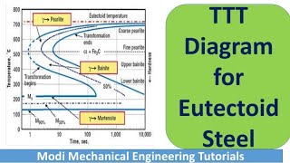 TTT Diagram for Eutectoid Steel  TTT Phase diagram  Material science and Metallurgy [upl. by Chobot810]