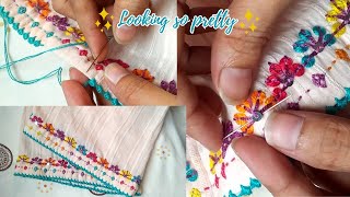 Beautiful Hand Embroidery Border Design  Multi Color Embroidery  SALEEQA CHANNEL [upl. by Elehcim]