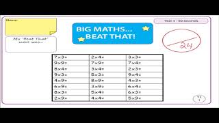 Math for 7 and 8 year olds week 1 BIG MATHS beat that 30 seconds [upl. by Acirret]