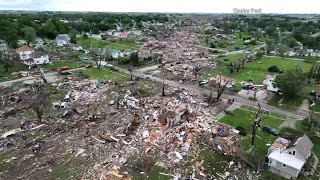 Drone video shows tornado damage in Greenfield Iowa [upl. by Merril]