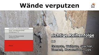 Wand verputzen  richtige Reihenfolge von Putz und Mörtel [upl. by Hanni]