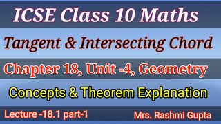 ICSE Class 10 Maths  Geometry  Tangent and Intersecting chord  Chapter 18  Concept amp Theorem [upl. by Livvyy]