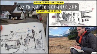 Urban Sketching with Water Soluble Ink  Step by Step Tutorial for Beginners [upl. by Abil]