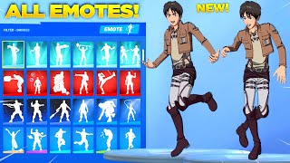 EREN YEAGER SKIN Showcase with All Fortnite Dances amp Emotes Fortnite Attack on Titan Skin [upl. by Gorden901]