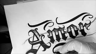 letras goticas para tatuar AMO chicano gotico letters lettering malandro  gothic lettering [upl. by Burns]