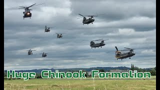 Formation Flying with 7 RAF Chinooks 4K video [upl. by Lakim]