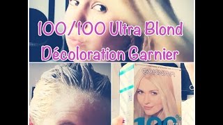 Décoloration Garnier 100100 ultra blond Brun à Blond à la maison [upl. by Angelo96]