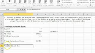 Compute preferred dividend on cumulative preferred stock with dividends in arrears [upl. by Annelg]