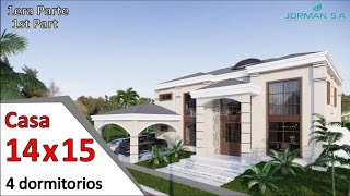 Modelo de Casa NeoClasica 1era Casa 14x15 metros NeoClassical House Design Plan [upl. by Enirahtac339]