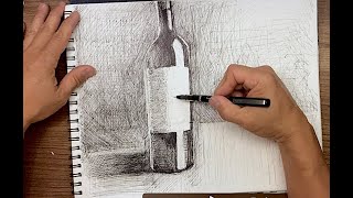 Crosshatching Wine bottle Drawing [upl. by Iona]