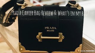 Prada Cahier Bag amp Whats in my bag [upl. by Ladnar]