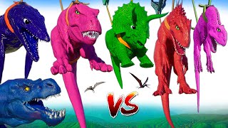 Hungry Dinosaurs Battle  Wolverine Megalosaurus amp Mosasaurus TREX IREX Jurassic World Evolution 2 [upl. by Bevis]