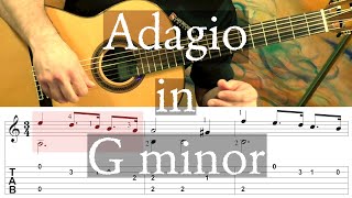 ADAGIO IN G MINOR Opening Theme  A Minor   Albinoni Full Tutorial with Tab  Fingerstyle Guitar [upl. by Noraj939]