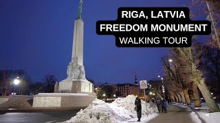 City walks series  Riga Latvia Freedom Monument walking tour [upl. by Barrada]