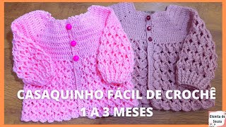 CASAQUINHO FÁCIL DE CROCHE PARA BEBÊ   ZOE [upl. by Fineberg968]