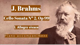 Brahms  Cello Sonata Nº 2 Op 99  I Allegro vivace  Piano Accompaniment [upl. by Annaear]