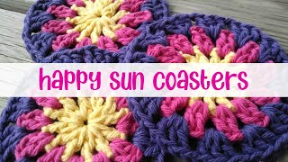 How To Crochet Happy Sun Coasters [upl. by Dafna717]