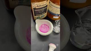 Solid phenolphthalein turns pink when solid MgOH2 is mixed in with mortar and pestle [upl. by Ahsitram]