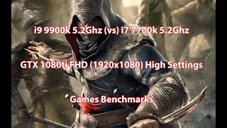 9900k 52Ghz vs 7700k 52Ghz in 2020  GTX 1080ti FHD Games Test [upl. by Enivid]