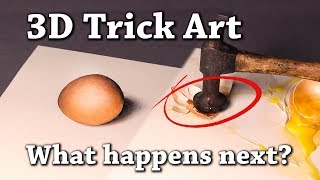 3D Egg Drawing Anamorphic Illusion to Test Your Brain [upl. by Deadman]