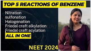 Electrophilic substitution Reaction of Benzene in one shot  NEETIIT JEECSIR NET [upl. by Henleigh]